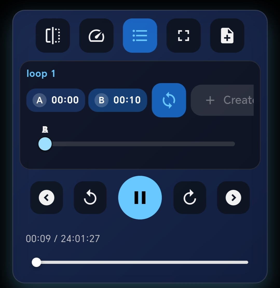 PraLoop Player Screen Controls